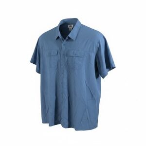 HB Mens Short Sleeve Button Down Utility Shirt Blue 6XL Cotton Blend Pocket